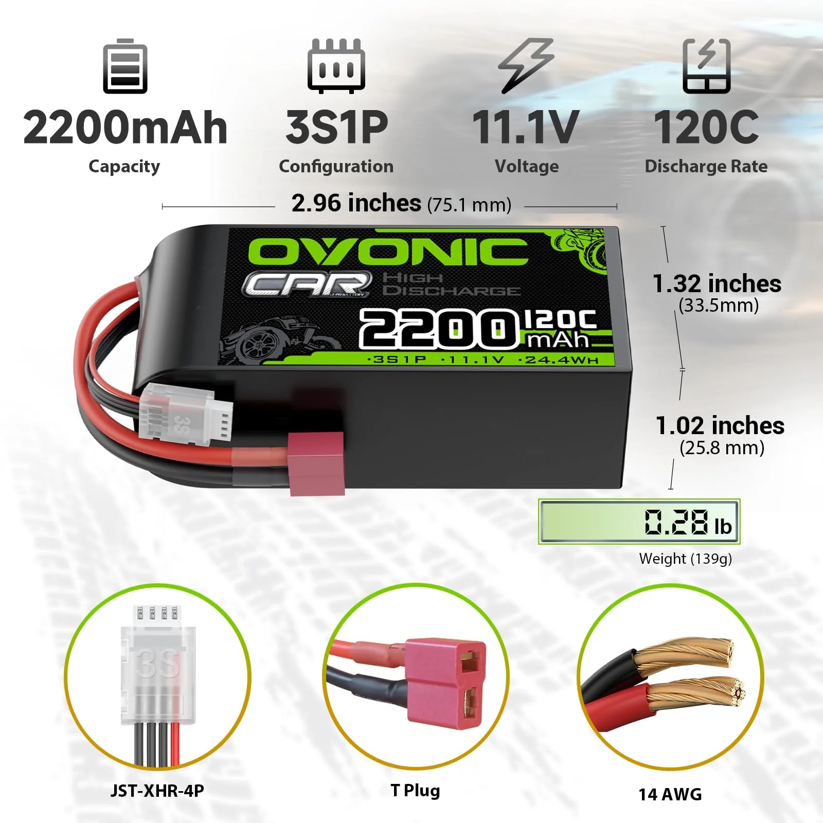Rc Hobby Grade Truck - Batterie LiPo courte OVONIC 3S 11,1
